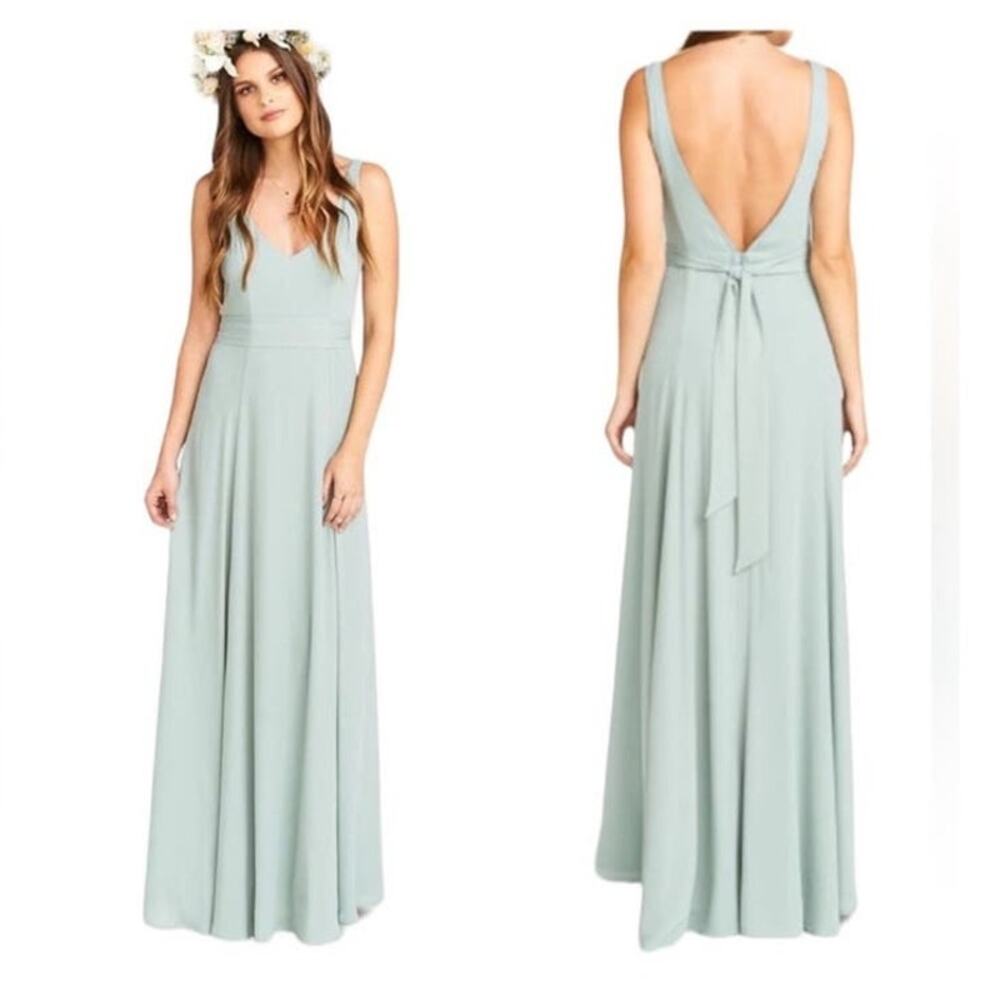 Show Me Your Mumu Jenn Maxi Bridesmaid Dress in Silver Sage Size Small NWT - Picture 4 of 7